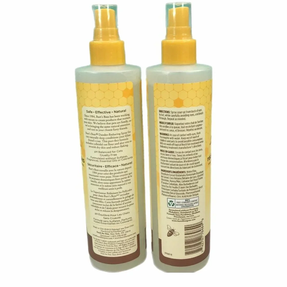 2/$20 Burt'S Bees Cat Dander Reducing Spray Colloidal Oat Flour & Aloe Vera (2)